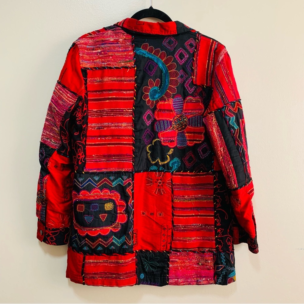 Chico's Multicolor Patchwork Blazer - Red And Bla… - image 6